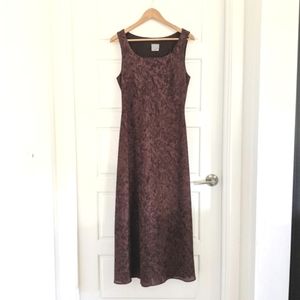 Women's Vintage FairyCore Vibe Flowy Brown Dress Size 14 Petite Lined Whimsigoth